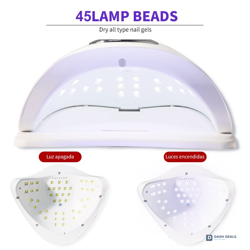 UV LED Nail Lamp 45 Beads - Professional Auto-Sensor Nail Dryer for Gel Polish, 4 Timer Settings, Fast-Curing Salon Manicure Lamp for Home & Pro Use