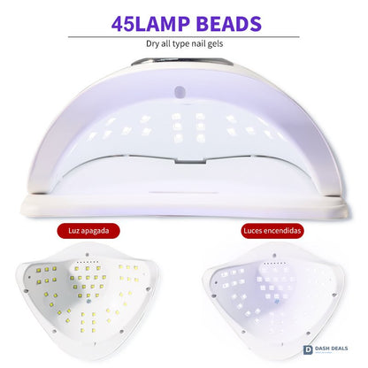 UV LED Nail Lamp 45 Beads - Professional Auto-Sensor Nail Dryer for Gel Polish, 4 Timer Settings, Fast-Curing Salon Manicure Lamp for Home & Pro Use