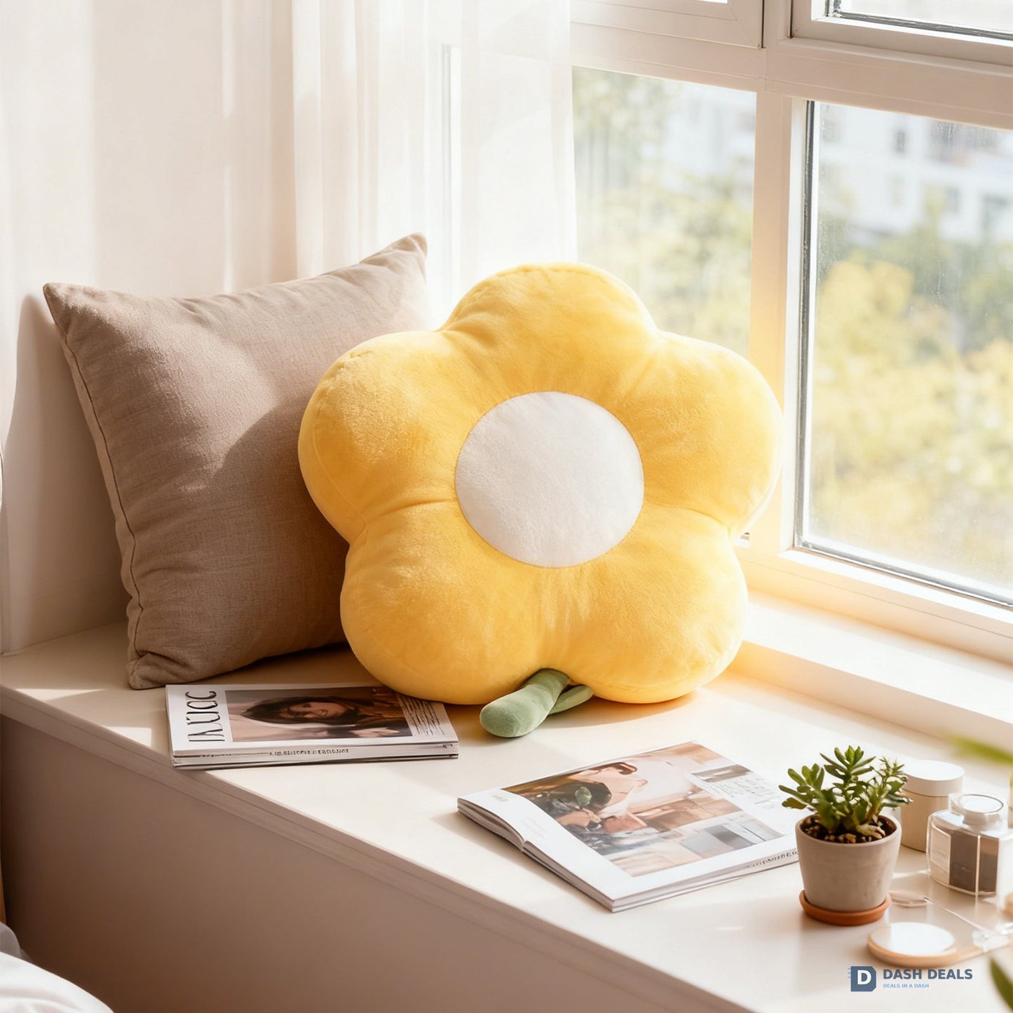 Yellow Flower Hand Warmer Pillow 35cm — Cozy Plush Hand Warmer for Cold Hands & Office