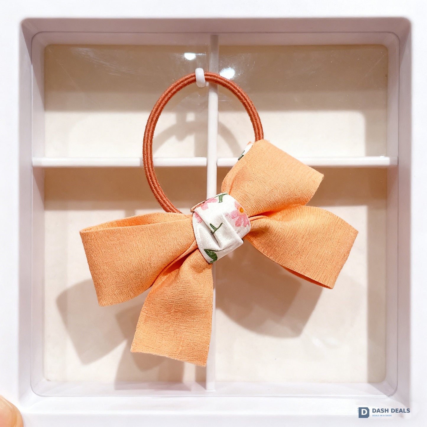 Bow Hair Ties Set - Cute Orange Bow Scrunchies for Women & Girls, Soft No-Damage Hair Bands for Daily Wear, Sleep & Workout