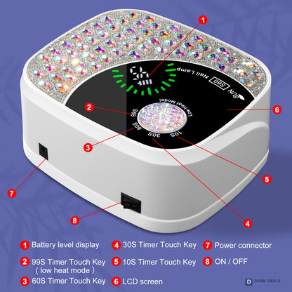 Cordless Rechargeable UV LED Nail Lamp Professional - Wireless Gel Polish Curing Light with 4 Timers, Auto Sensor, Portable Nail Art Tool for Salon & Home
