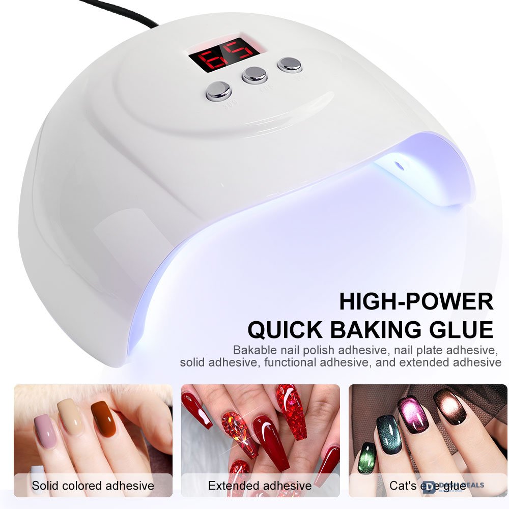 UV LED Nail Lamp White - Professional Nail Dryer for Gel Polish, 3 Timer Settings, Compact Salon-Style Cure Light for Home Manicures, Travel-Ready