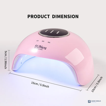UV LED Nail Lamp 18 LED Beads - Professional Nail Dryer for Gel Polish, 3 Timer Settings, Auto Sensor, LCD Display - Compact Fast-Curing Gel Nail Lamp for Home Manicure