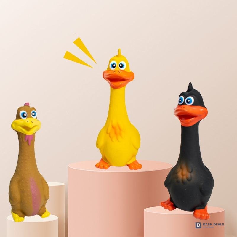 Screaming Chicken Dog Squeaky Toys 3-Pack — Eco-Friendly TPR Latex for Interactive Play