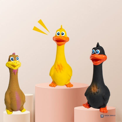 Screaming Chicken Dog Squeaky Toys 3-Pack — Eco-Friendly TPR Latex for Interactive Play