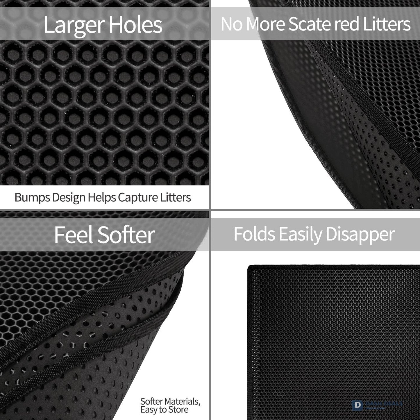 Honeycomb Cat Litter Mat — Double-Layer Trapping Pad, Waterproof Non-Slip, Washable