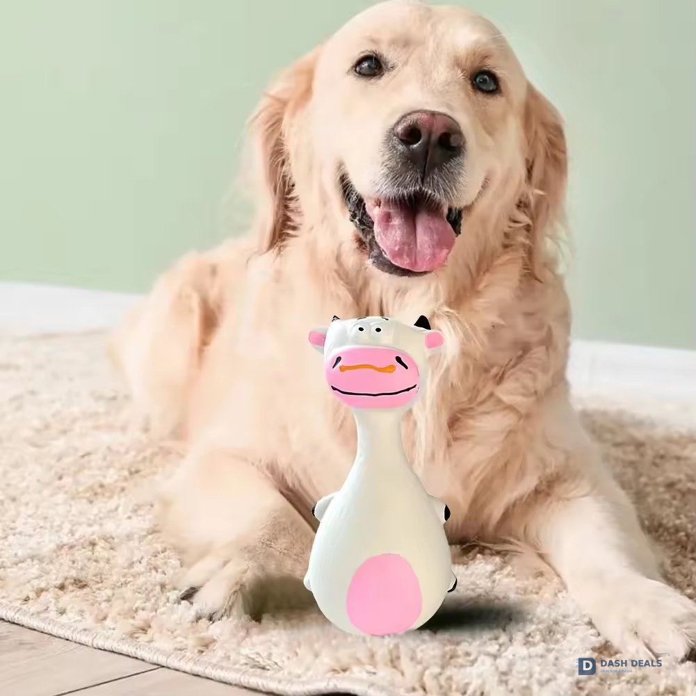 Latex Squeaky Dog Toys 4-Pack — Interactive Dental Chew for Puppies & Aggressive Chewers