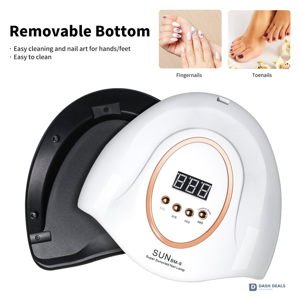 UV LED Nail Lamp 45 Beads Professional Nail Dryer - 48W Gel Polish Curing Light with 4 Timer Settings, Auto Sensor, LCD Display - Quick Cure for Gel Nails at Home