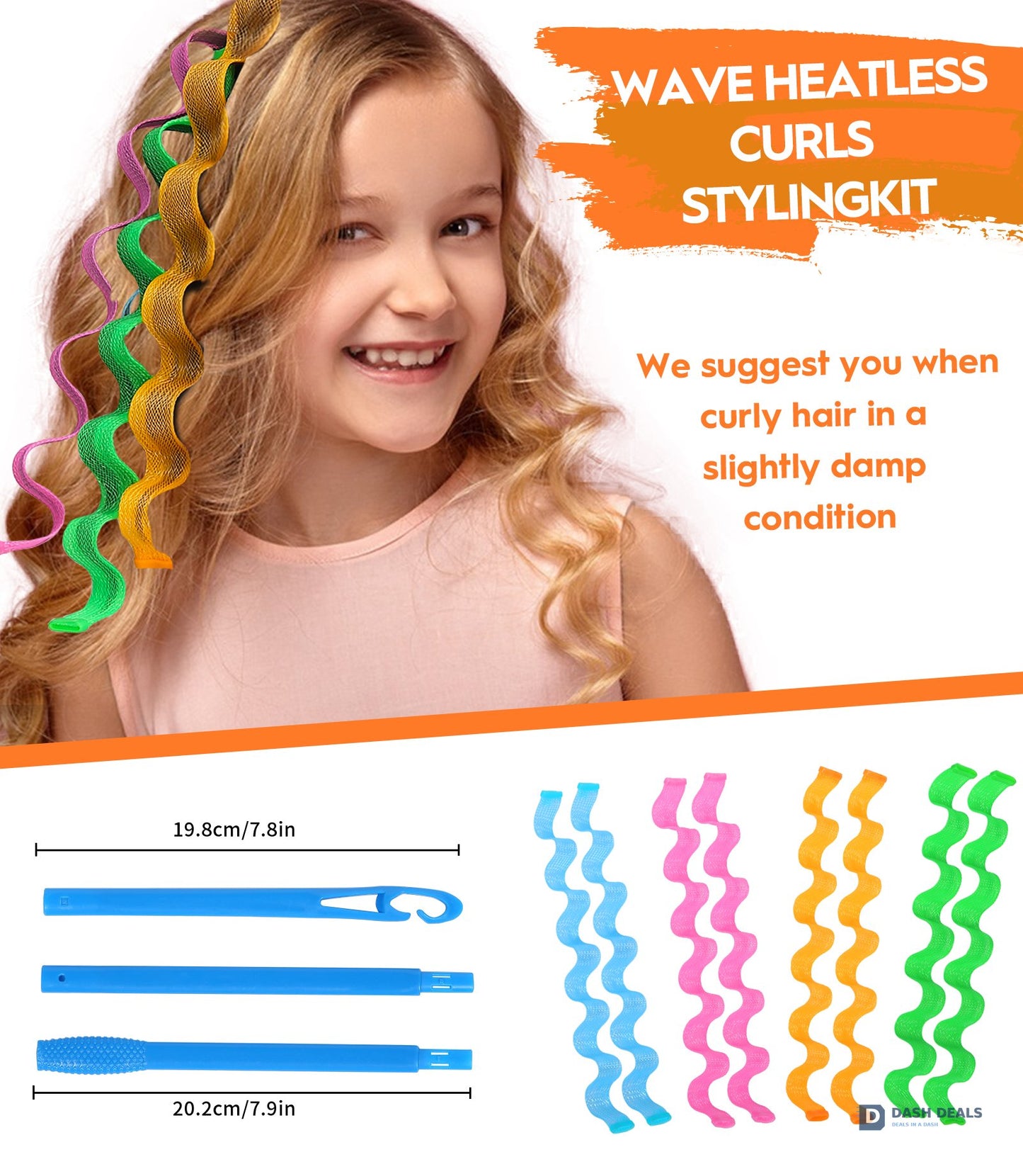 Heatless Hair Curlers Set - 30 PCS Sleep-In Wave Curl Styling Rollers in 6 Colors, Damage-Free Hair Curling Kit for Women & Girls