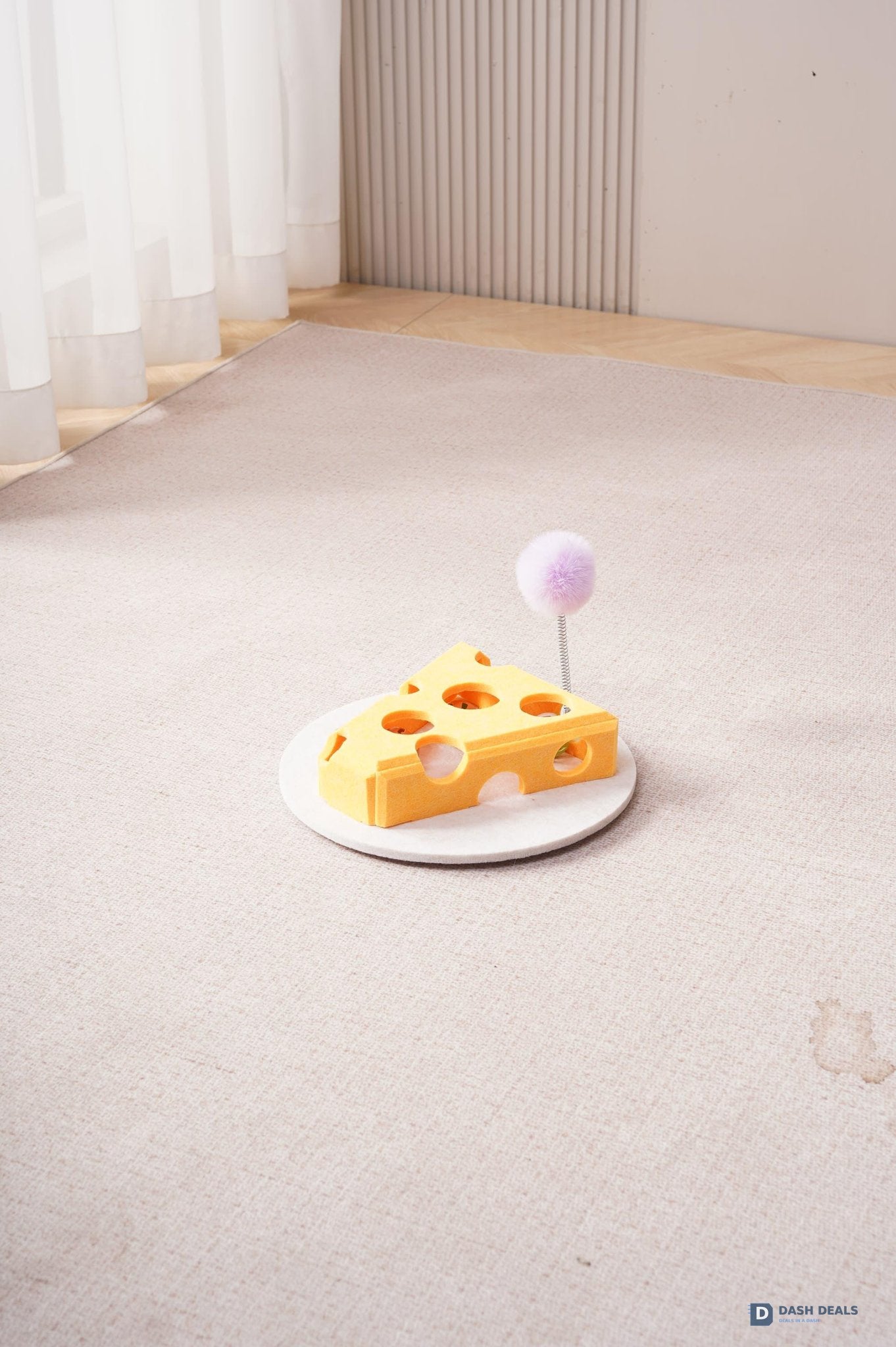 Cat Puzzle Toy with Spring Wand & Treat Box — Indoor Enrichment, Suction Base
