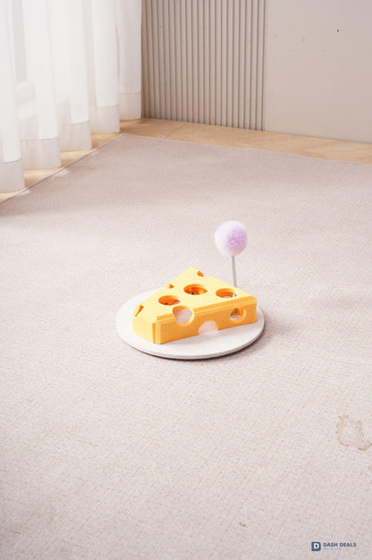 Cat Puzzle Toy with Spring Wand & Treat Box — Indoor Enrichment, Suction Base