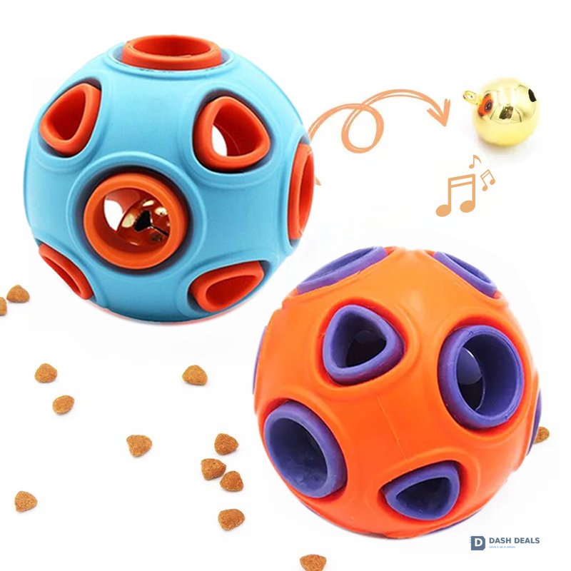 Rubber Dog Ball with Bell Toy 2-Pack — Interactive Squeaky Chew for Puppies & Small Dogs