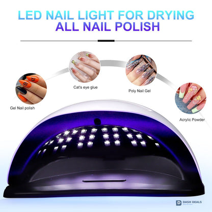 UV LED Nail Lamp Touch Screen - Professional 4-Timer Gel Nail Dryer with Removable Base, Auto Sensor, Touch Controls - Salon-Grade Curing Light for Gel Polish, Polygel & Pedicures