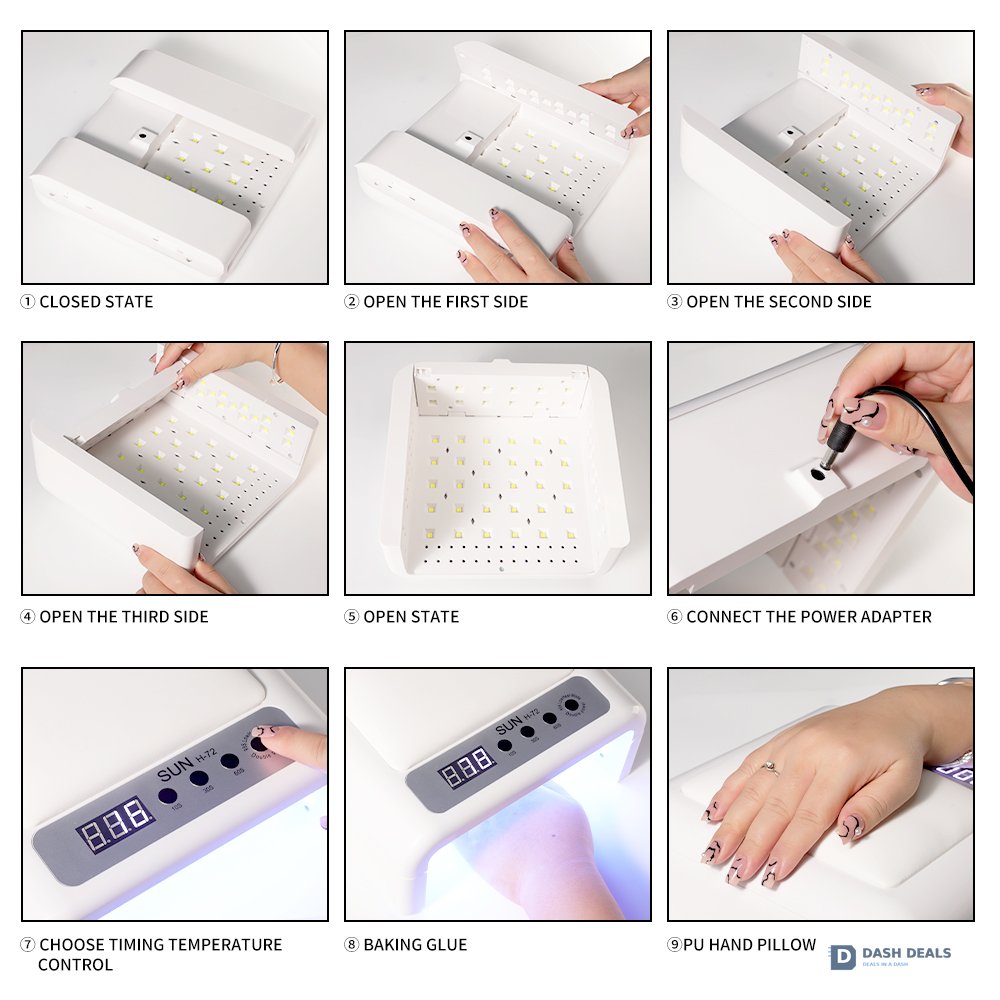 Large UV LED Nail Lamp with Arm Rest - Professional Salon Nail Dryer for Gel Polish, Press On Nail Curing, Wide-Coverage Curing Light for Nail Technicians