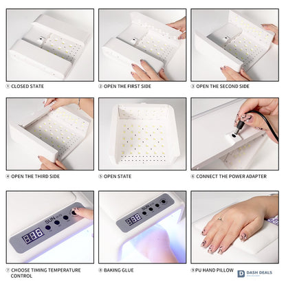 Large UV LED Nail Lamp with Arm Rest - Professional Salon Nail Dryer for Gel Polish, Press On Nail Curing, Wide-Coverage Curing Light for Nail Technicians
