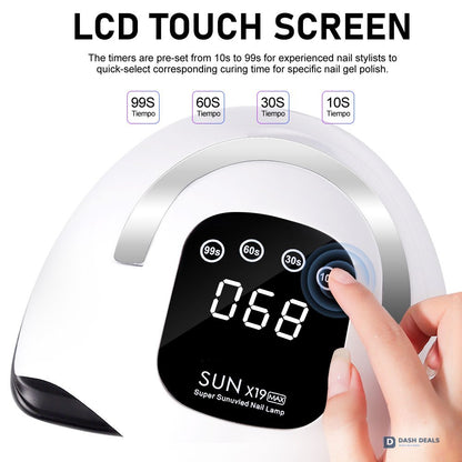 UV LED Nail Lamp 72-81 Beads - Pro High-Output Gel Polish Curing Light, 4 Timer Settings, Auto Sensor, Salon-Grade Wide-Coverage Nail Dryer