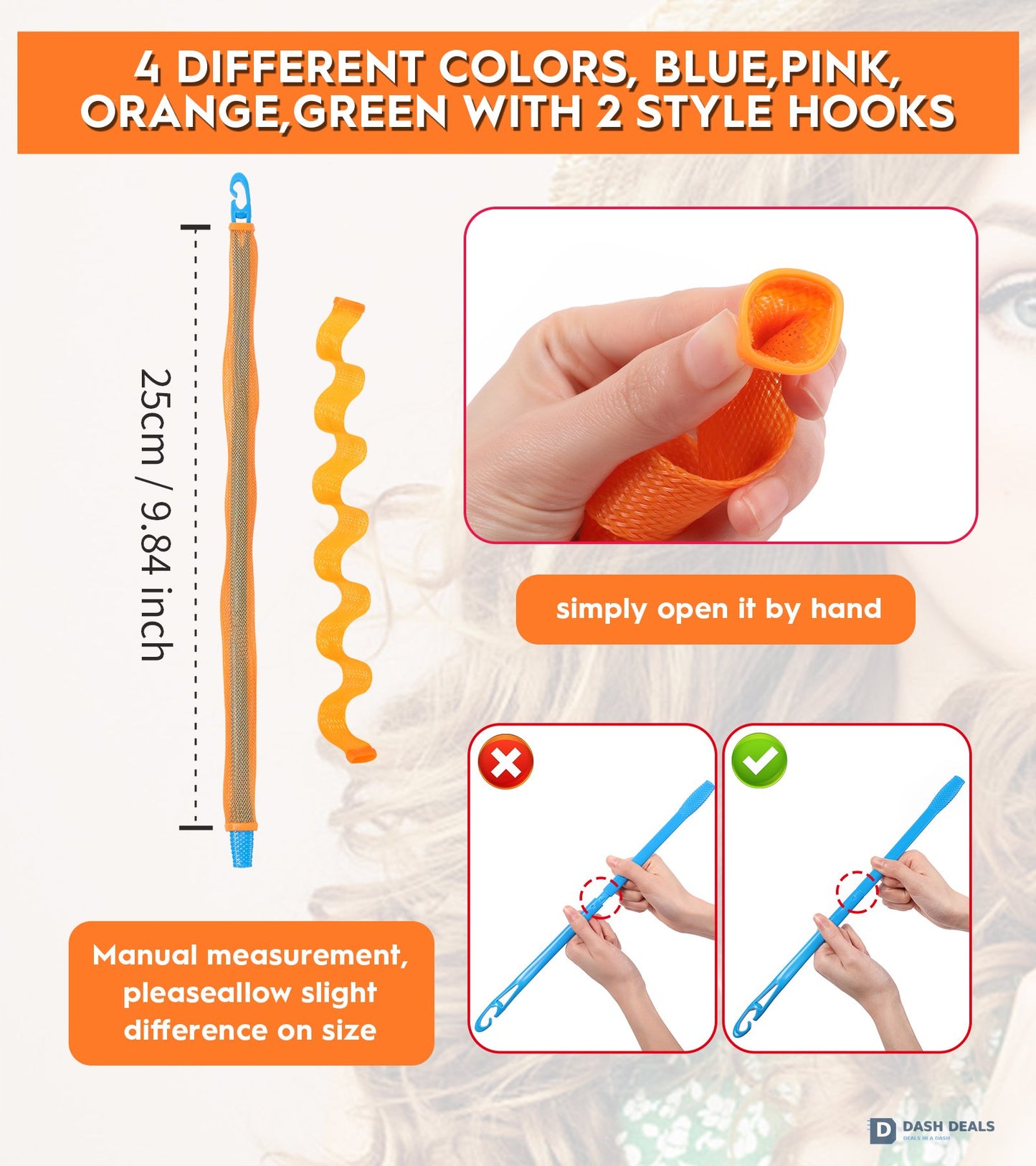 Heatless Hair Curlers Set - 30 PCS Sleep-In Wave Curl Styling Rollers in 6 Colors, Damage-Free Hair Curling Kit for Women & Girls