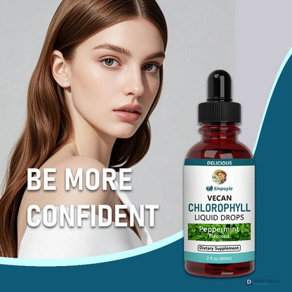 Vegan Chlorophyll Liquid Drops - Peppermint Flavored Detox Supplement, 60ml Daily Wellness Tonic for Fresh Breath & Antioxidant Support