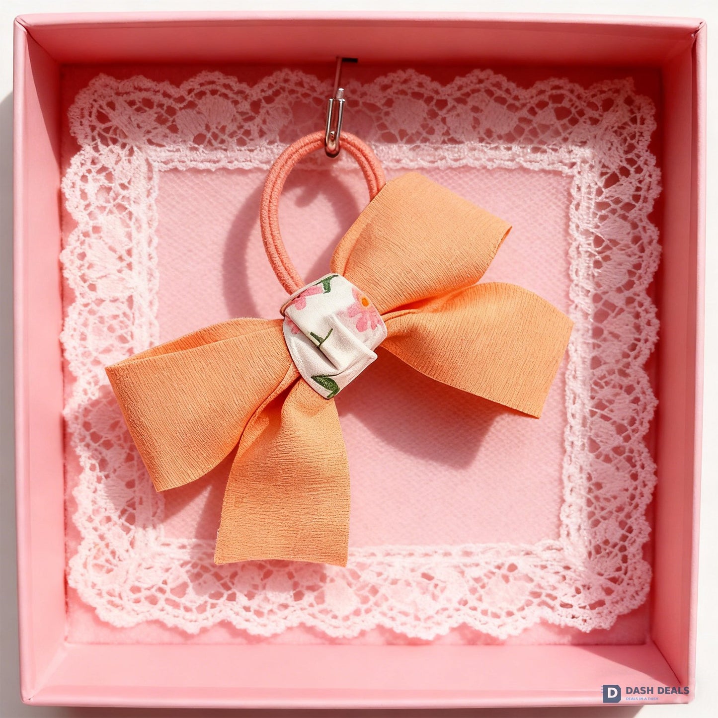 Bow Hair Ties Set - Cute Orange Bow Scrunchies for Women & Girls, Soft No-Damage Hair Bands for Daily Wear, Sleep & Workout