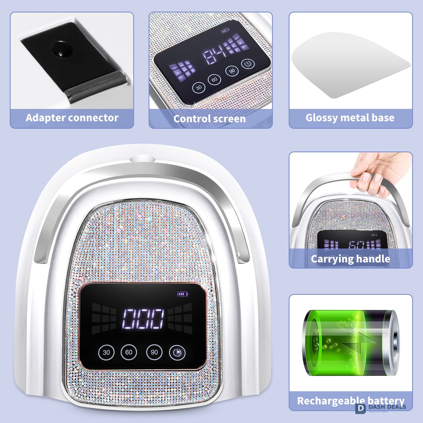 Cordless Rechargeable UV LED Nail Lamp - 30 Beads Professional Wireless Gel Polish Cure with Handle, 4 Timers, Salon-Grade Portable Nail Dryer