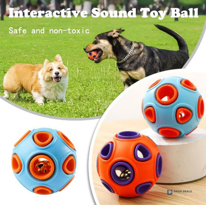 Rubber Dog Ball with Bell Toy 2-Pack — Interactive Squeaky Chew for Puppies & Small Dogs