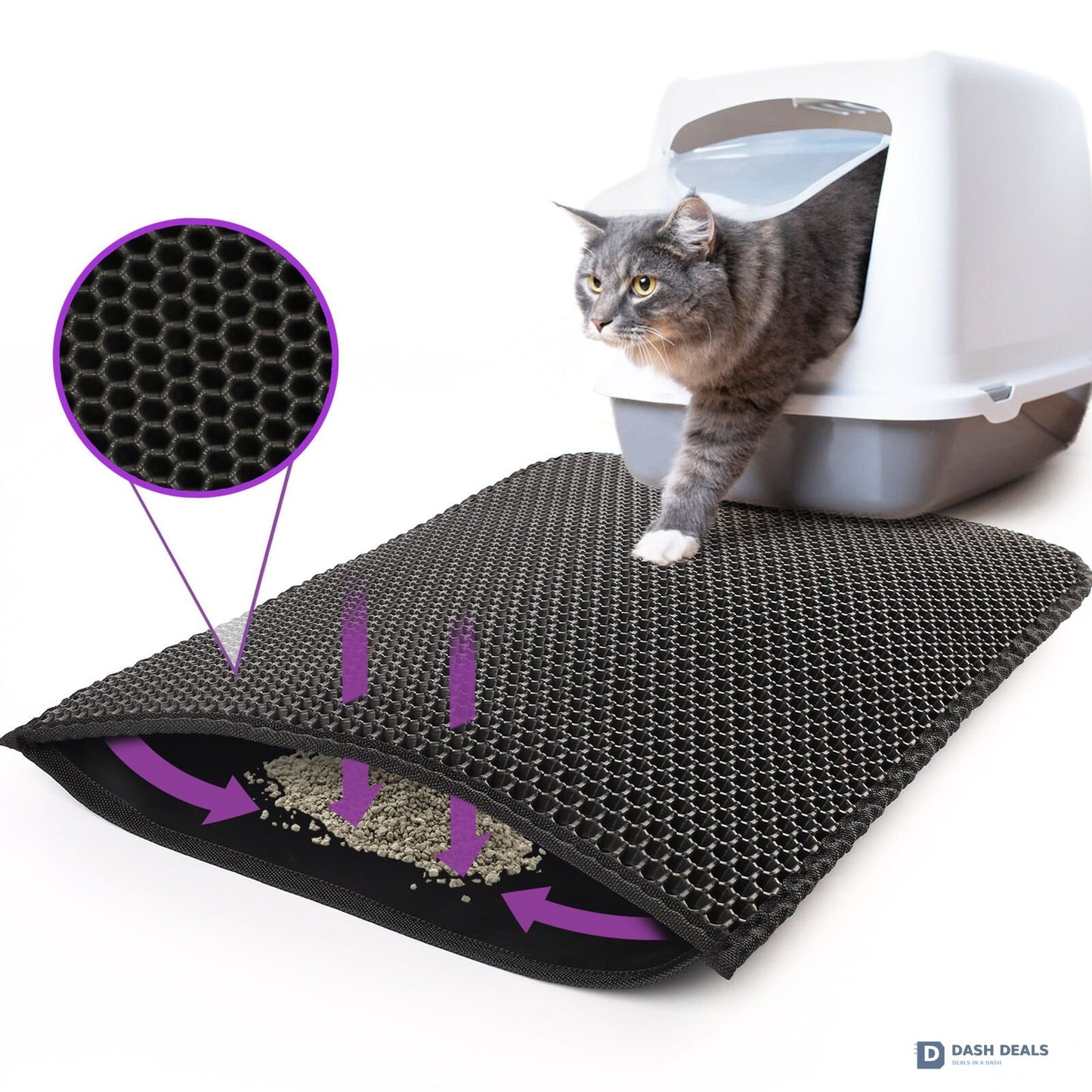 Honeycomb Cat Litter Mat — Double-Layer Trapping Pad, Waterproof Non-Slip, Washable