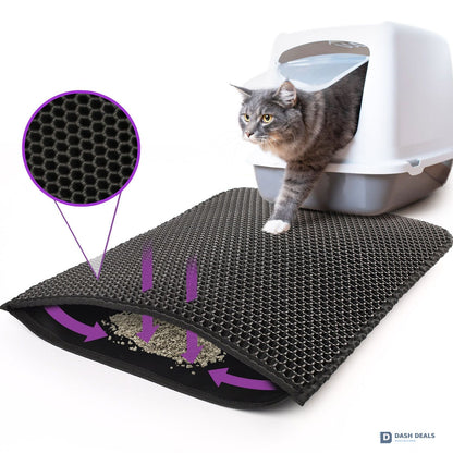 Honeycomb Cat Litter Mat — Double-Layer Trapping Pad, Waterproof Non-Slip, Washable