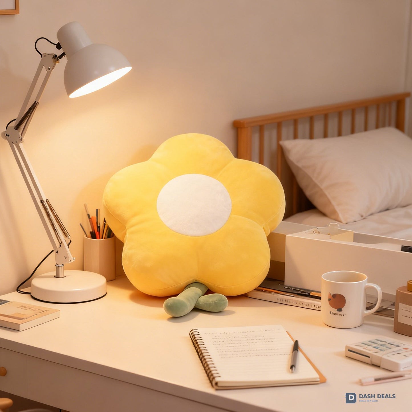 Yellow Flower Hand Warmer Pillow 35cm — Cozy Plush Hand Warmer for Cold Hands & Office