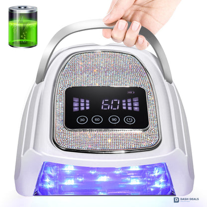 Cordless Rechargeable UV LED Nail Lamp - 30 Beads Professional Wireless Gel Polish Cure with Handle, 4 Timers, Salon-Grade Portable Nail Dryer