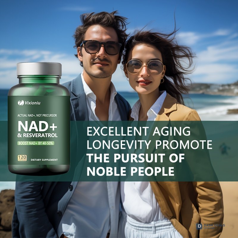 NAD+ Resveratrol Supplement 120 Capsules - Cellular Wellness & Energy Support Formula for Men & Women