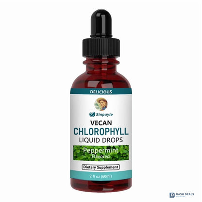 Vegan Chlorophyll Liquid Drops - Peppermint Flavored Detox Supplement, 60ml Daily Wellness Tonic for Fresh Breath & Antioxidant Support