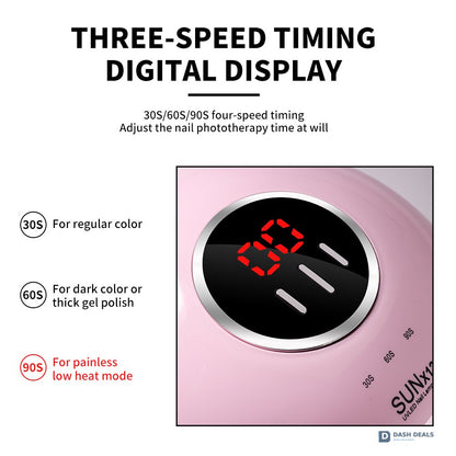 UV LED Nail Lamp 18 LED Beads - Professional Nail Dryer for Gel Polish, 3 Timer Settings, Auto Sensor, LCD Display - Compact Fast-Curing Gel Nail Lamp for Home Manicure
