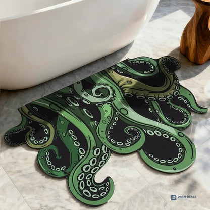 Cthulhu Octopus Bath Rug 27x18 — Gothic Anime Water-Absorbent Mat, Gamer Decor Gift
