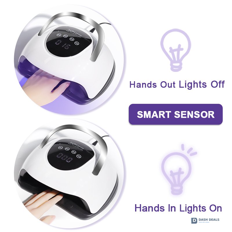 UV Nail Lamp with 4 Timer Settings - LED Gel Polish Curing Light, Auto Sensor, Fast Drying Professional Nail Art Tool for Home & Salon