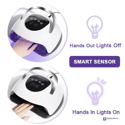 UV Nail Lamp with 4 Timer Settings - LED Gel Polish Curing Light, Auto Sensor, Fast Drying Professional Nail Art Tool for Home & Salon
