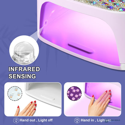 Cordless Rechargeable UV LED Nail Lamp Professional - Wireless Gel Polish Curing Light with 4 Timers, Auto Sensor, Portable Nail Art Tool for Salon & Home