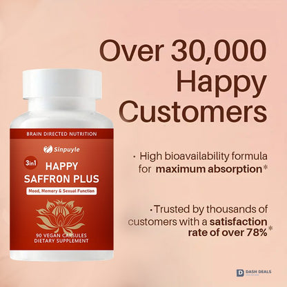 Saffron Supplement with Curcumin & Zinc - Daily Mood, Memory, Eye & Joint Wellness Capsules for Men & Women