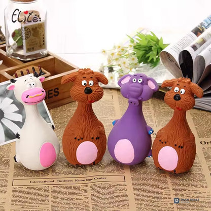 Latex Squeaky Dog Toys 4-Pack — Interactive Dental Chew for Puppies & Aggressive Chewers