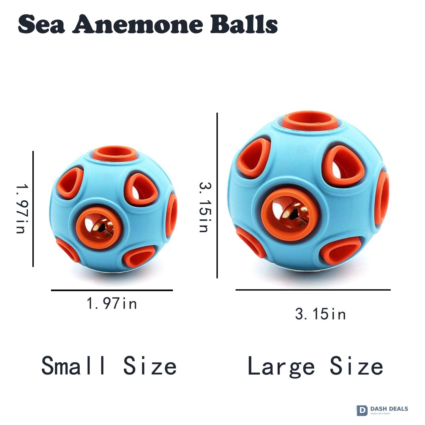 Rubber Dog Ball with Bell Toy 2-Pack — Interactive Squeaky Chew for Puppies & Small Dogs
