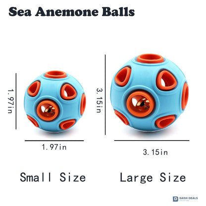Rubber Dog Ball with Bell Toy 2-Pack — Interactive Squeaky Chew for Puppies & Small Dogs