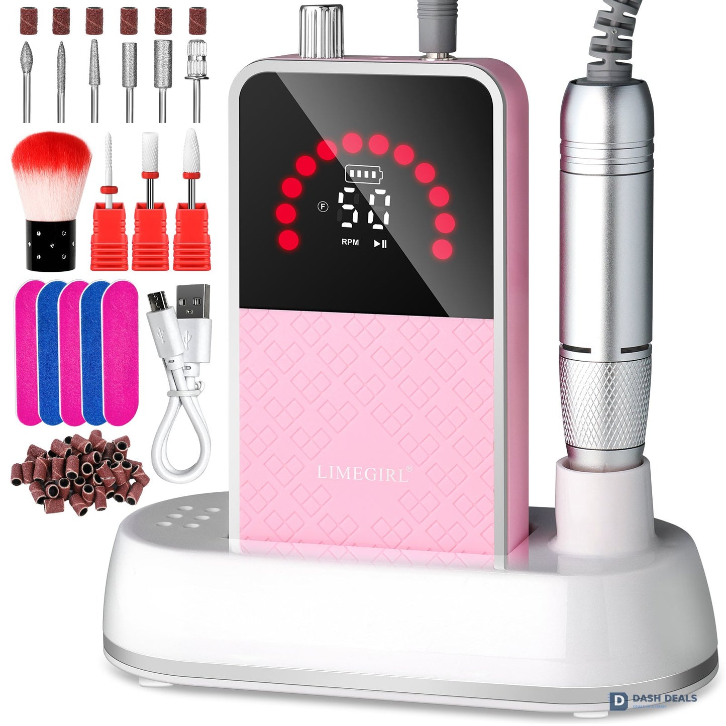 50,000 RPM Professional Electric Nail Drill - Cordless Rechargeable E-File Machine with 6 Bits for Acrylic, Gel Nails, Manicure & Pedicure - Pro Salon Grade