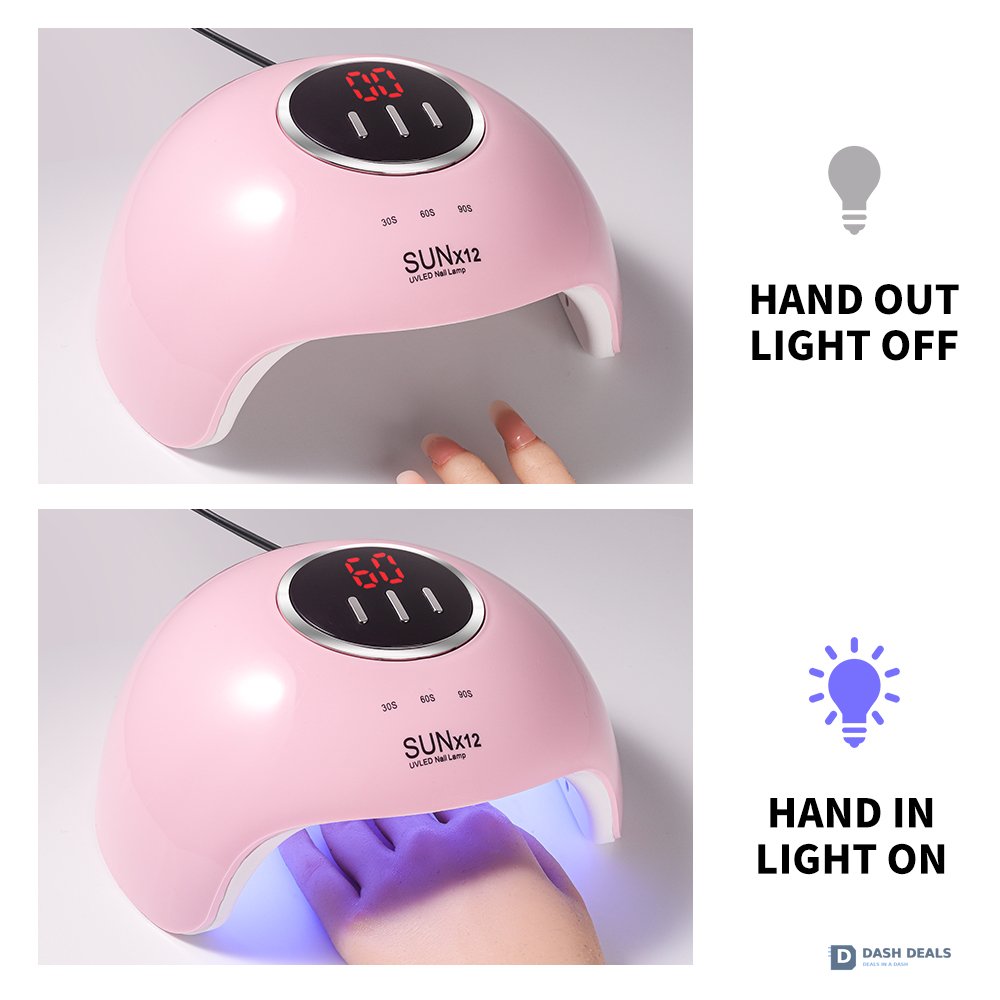UV LED Nail Lamp 18 LED Beads - Professional Nail Dryer for Gel Polish, 3 Timer Settings, Auto Sensor, LCD Display - Compact Fast-Curing Gel Nail Lamp for Home Manicure