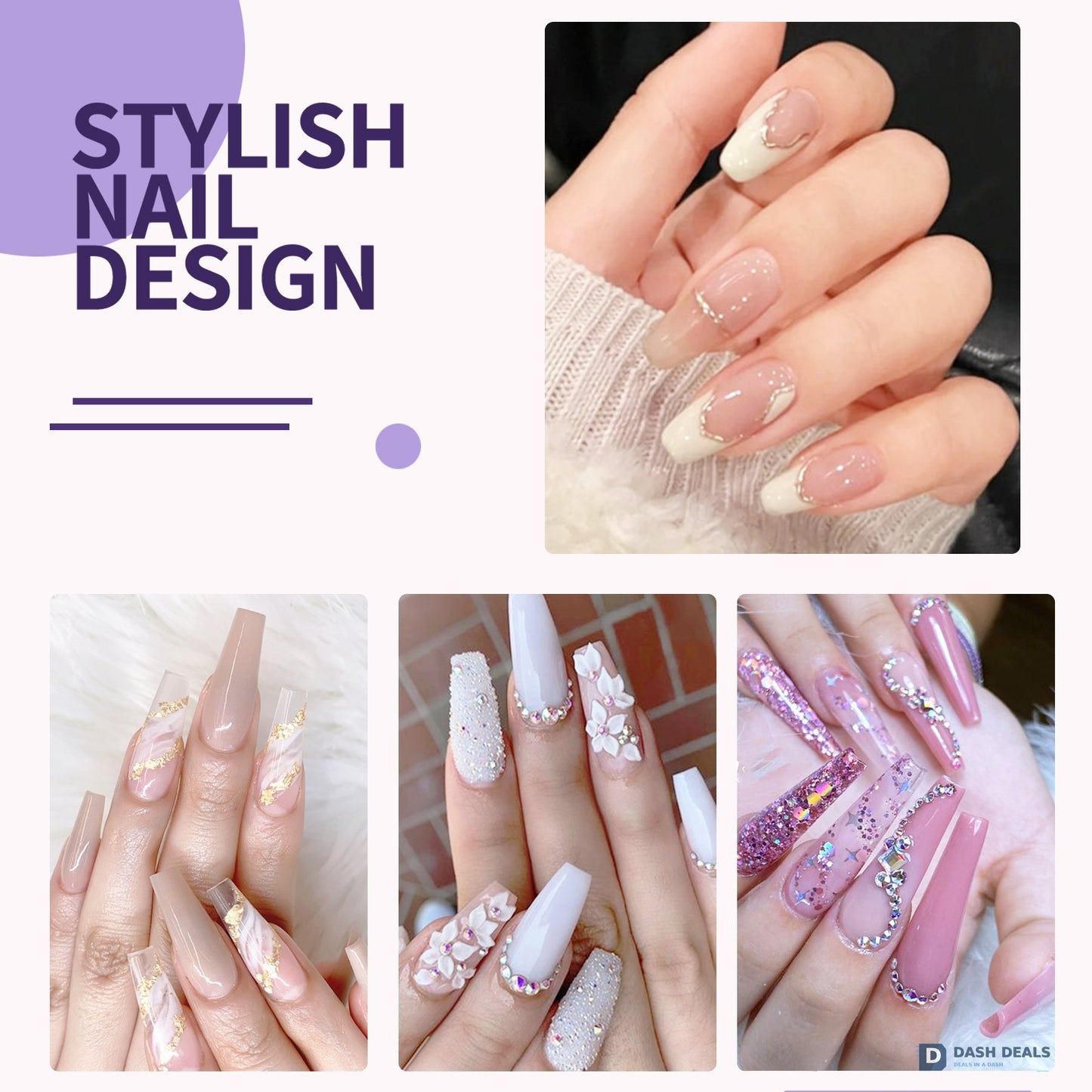 Acrylic Nail Kit with Powder, Liquid Monomer & Forms - Complete Acrylic Powder Set with Clear, Nude, Pink, White Powders, Brush, Forms - Beginner & Home DIY