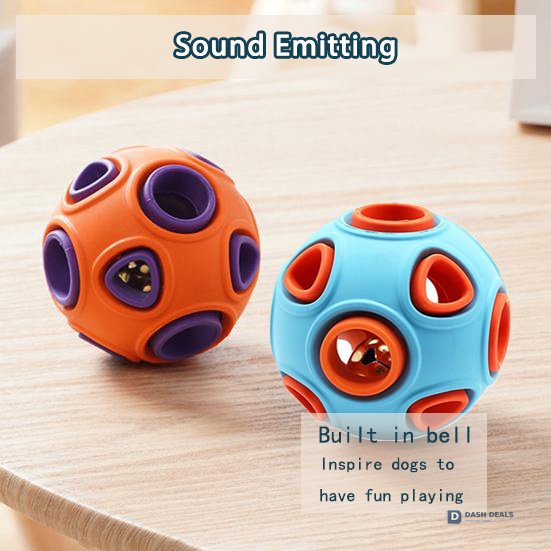 Rubber Dog Ball with Bell Toy 2-Pack — Interactive Squeaky Chew for Puppies & Small Dogs