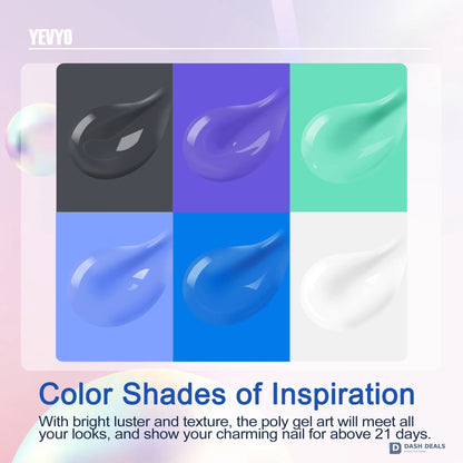 Polygel Nail Kit with UV Nail Lamp - 6-in-1 Polygel Set with Slip Solution, Top & Base Coat, Builder Nails Art Tools for Beginners, Complete Polygel Starter Kit