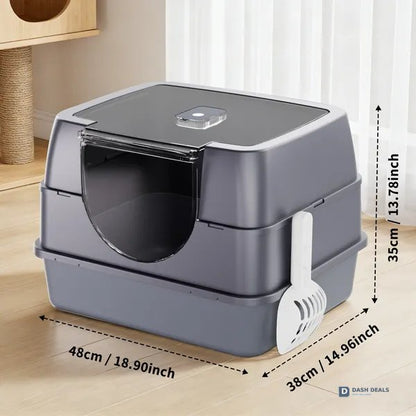 Enclosed Cat Litter Box Orange — Odor-Locking, Spacious for Large Cats, Modern Design