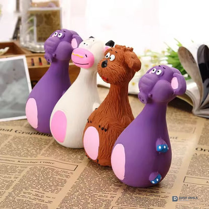 Latex Squeaky Dog Toys 4-Pack — Interactive Dental Chew for Puppies & Aggressive Chewers