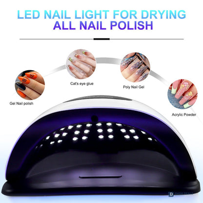 UV LED Nail Lamp 72-81 Beads - Pro High-Output Gel Polish Curing Light, 4 Timer Settings, Auto Sensor, Salon-Grade Wide-Coverage Nail Dryer