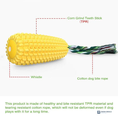 Squeaky Corn-Stick Dog Chew & Rope Toy — Small, Medium & Large Breeds