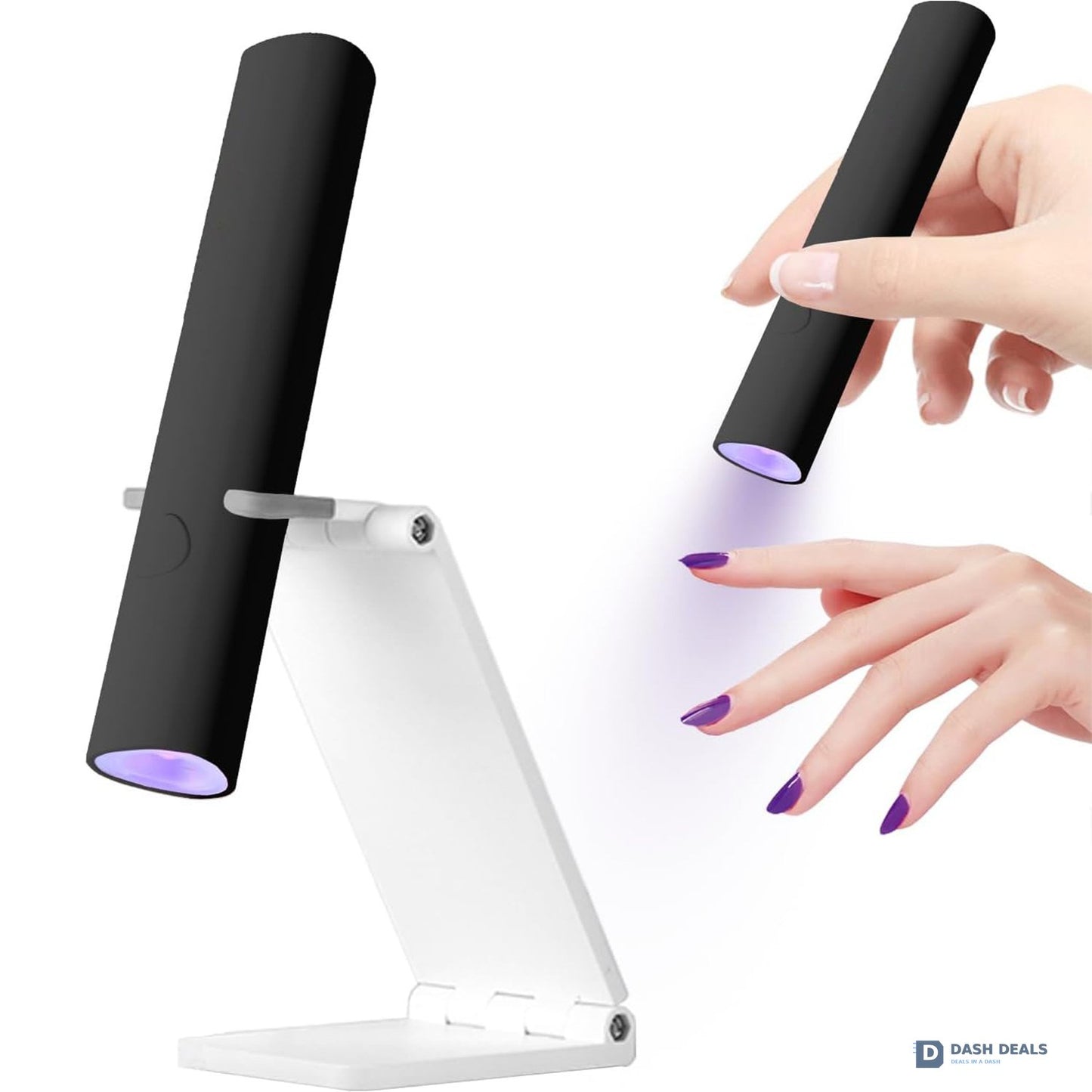 Mini UV LED Nail Lamp Cordless Handheld - USB Rechargeable Portable Gel Polish Dryer for Fast Drying, Black Compact Travel Nail Light